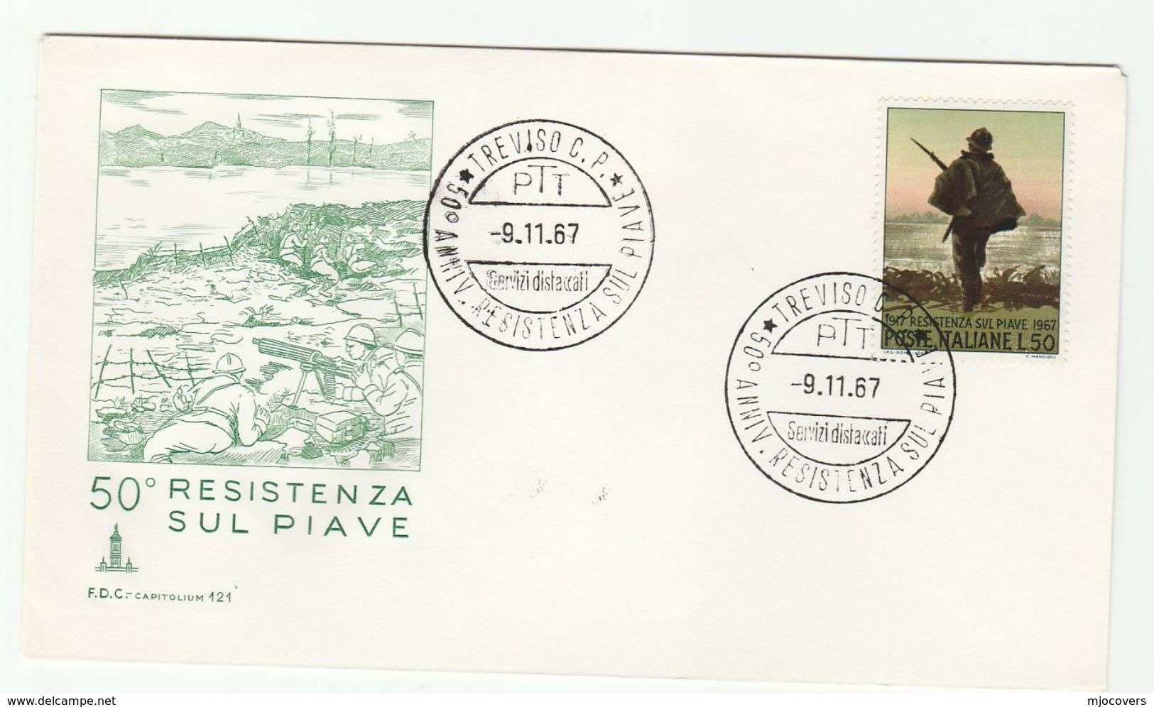 1967 Treviso  ITALY FDC WWI RESISTENZE Sul PIAVE 50th Anniiv Stamps Cover Military Army Forces - Guerre Mondiale (Première)