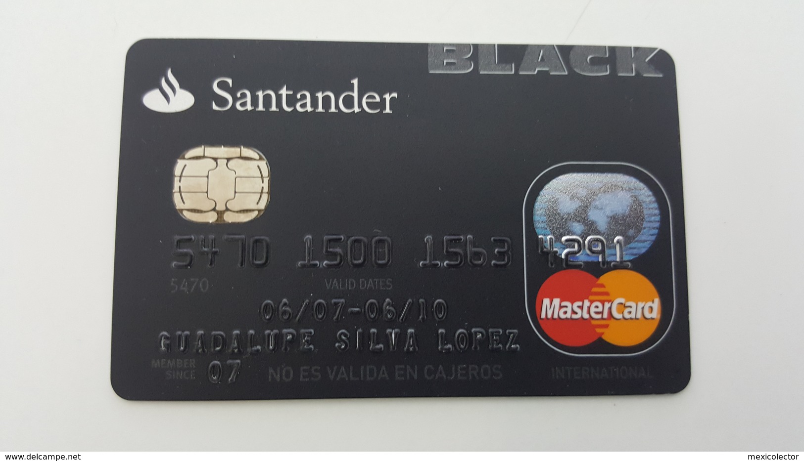 MEXICO - CREDIT CARD - MASTERCARD -  SANTANDER BANK - BLACK - RARE - Credit Cards (Exp. Date Min. 10 Years)