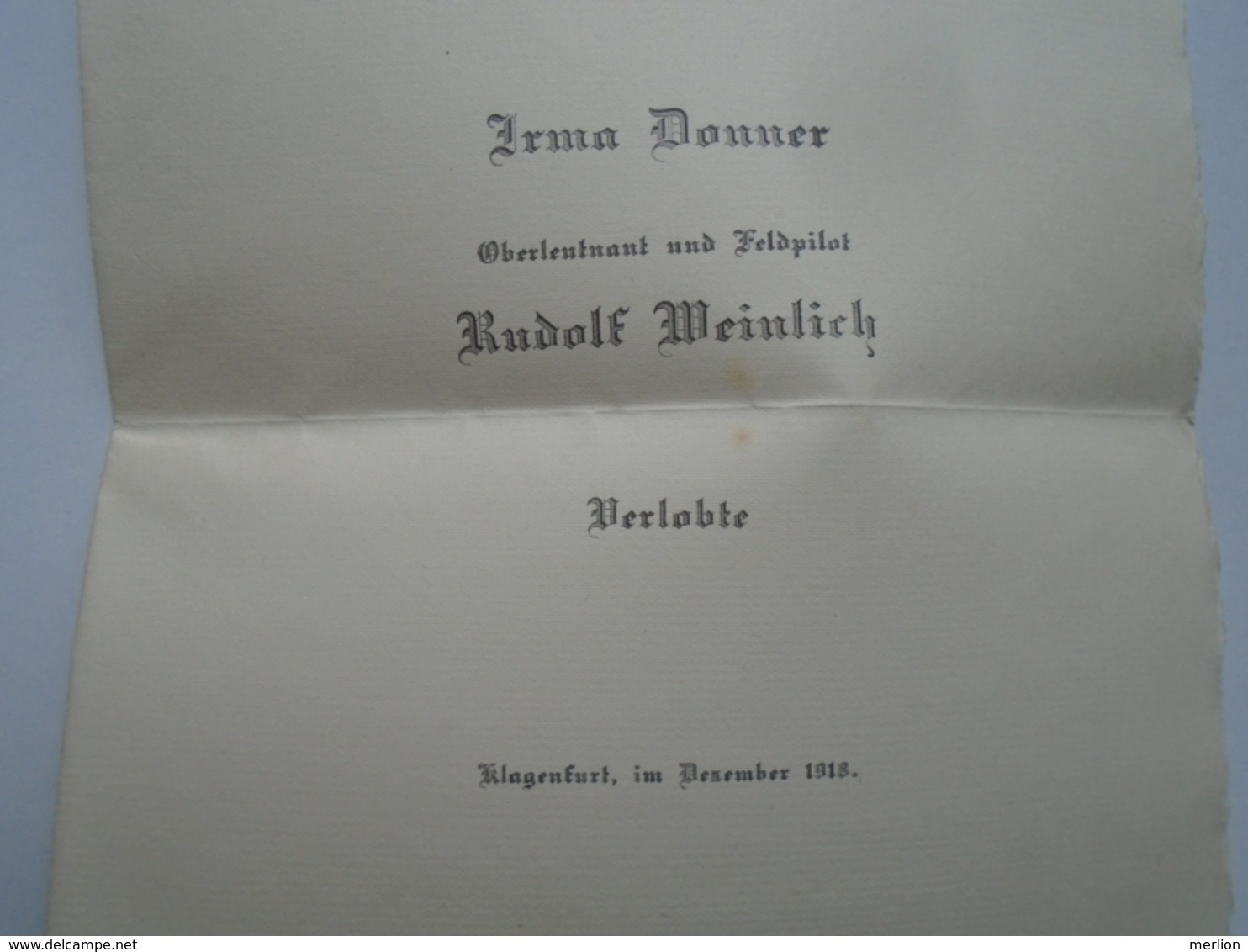 D156470 Klagenfurt Austria - Irma Donner  & Rudolf Weinlich  Oberleutenant Und Feldpilot  1918 - Fidanzamento