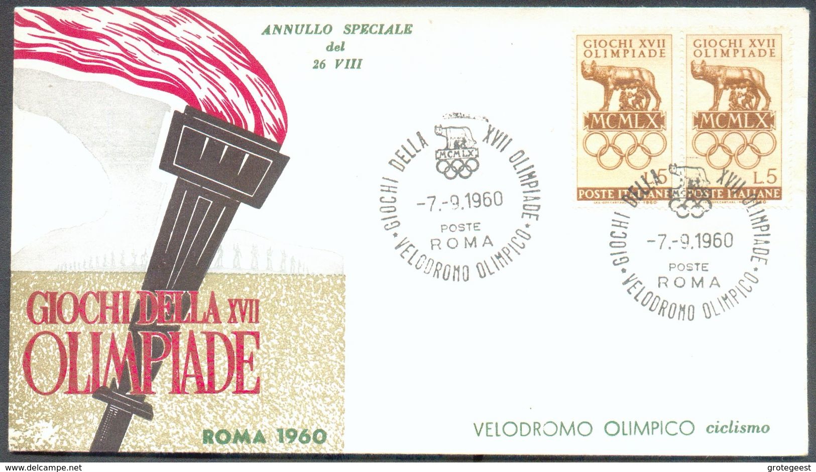 ITALIE 2 FDC Illustrés Flamme Olypique Affr. Divers Obl. GIOCCHI DELLA XVII OLIMPIADE * ROMA * VILLAGGIO OLIMPICO 7-9-19 - Estate 1960: Roma