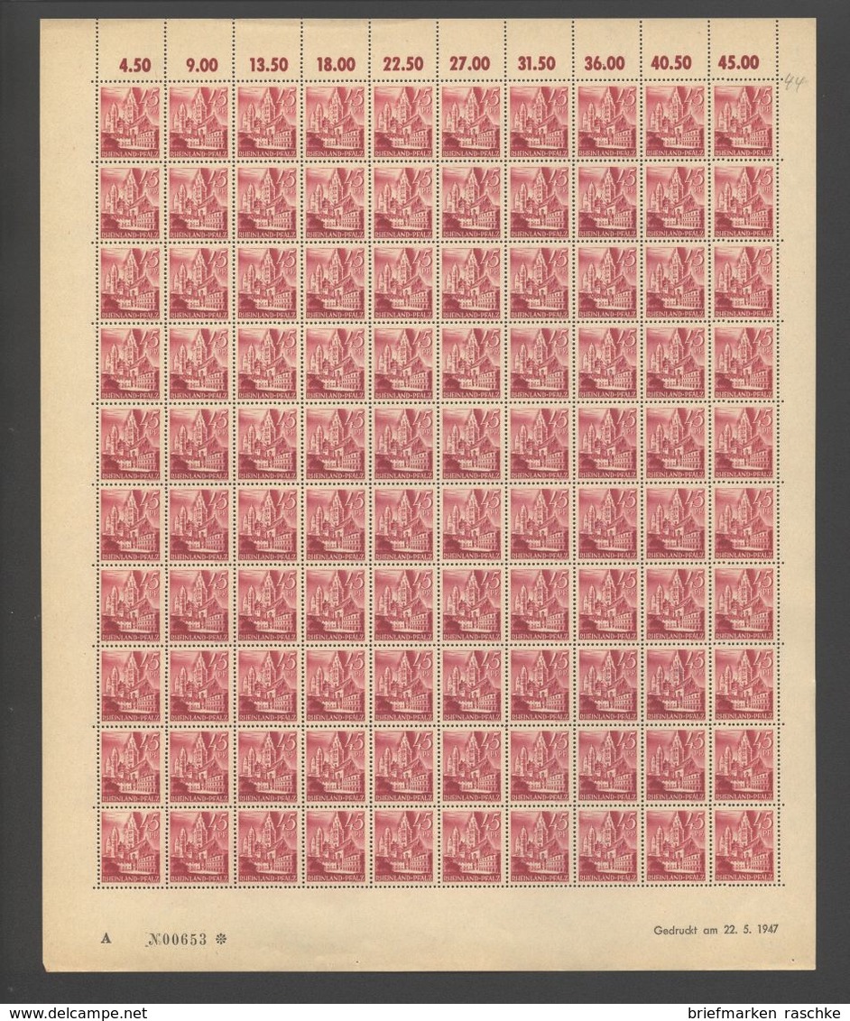 Rheinland-Pfalz,Nr.10,22.5.1947,A,gefaltet (M6) Franz.Zone-Bogen - Sonstige & Ohne Zuordnung