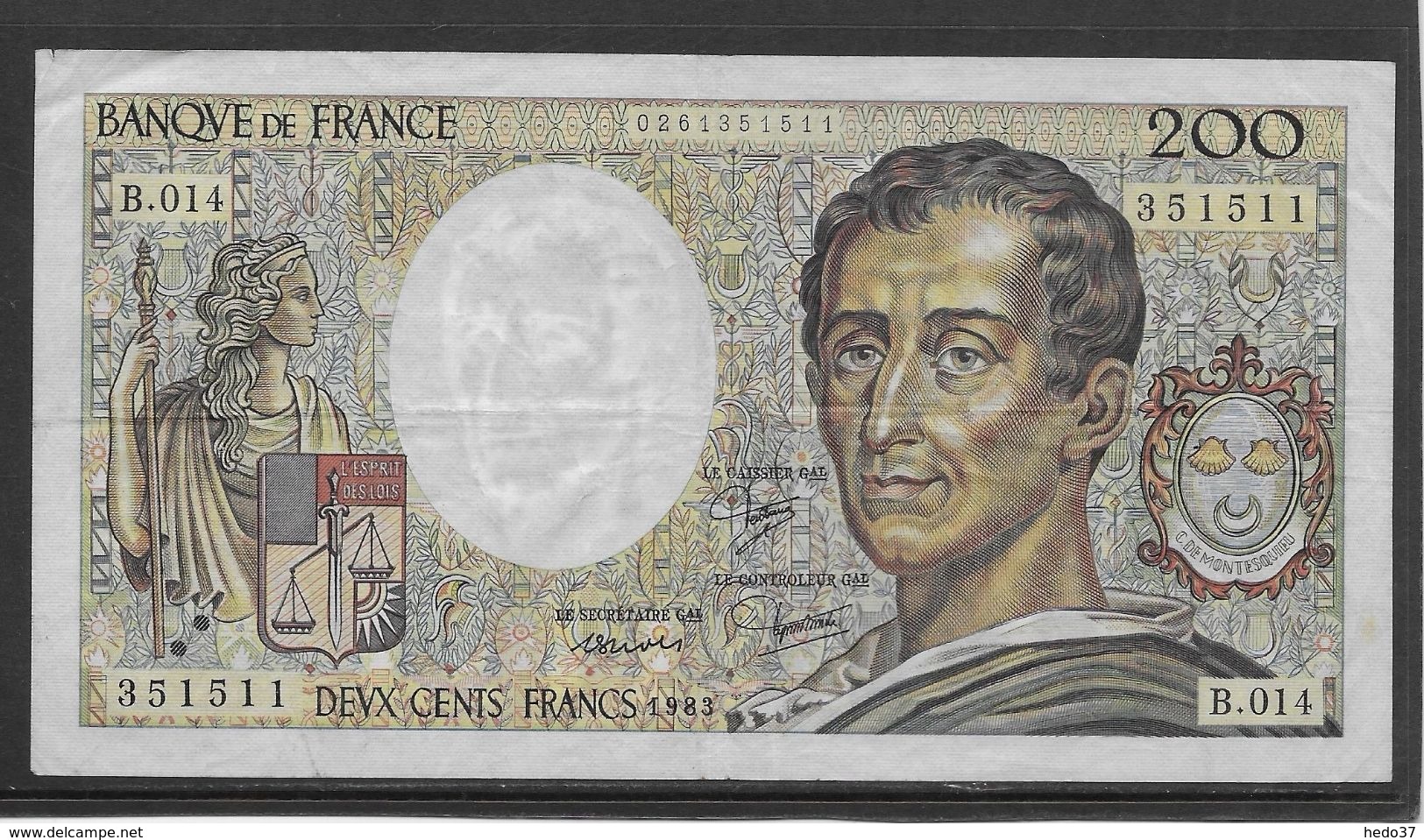 France 200 Francs Montesquieu - 1983 - Fayette N°70-3 - TTB - 200 F 1981-1994 ''Montesquieu''