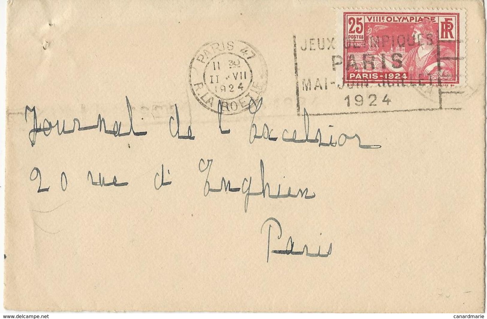 J.O. 1924 PARIS SERIE NEUVE ET OBLITEREE ET 2 LETTRES - Estate 1924: Paris