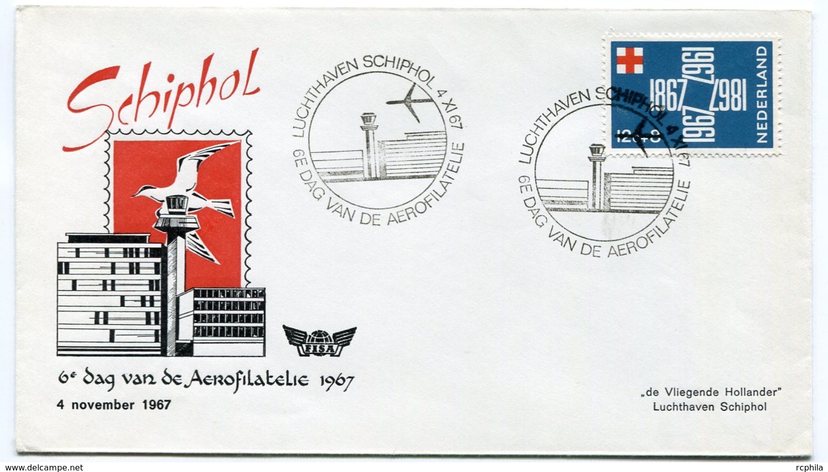 RC 6705 PAYS-BAS KLM 1967 6eme JOURNÉE AEROPHILATELIQUE A SCHIPHOL AMSTERDAM NETHERLANDS LETTRE COVER - Poste Aérienne