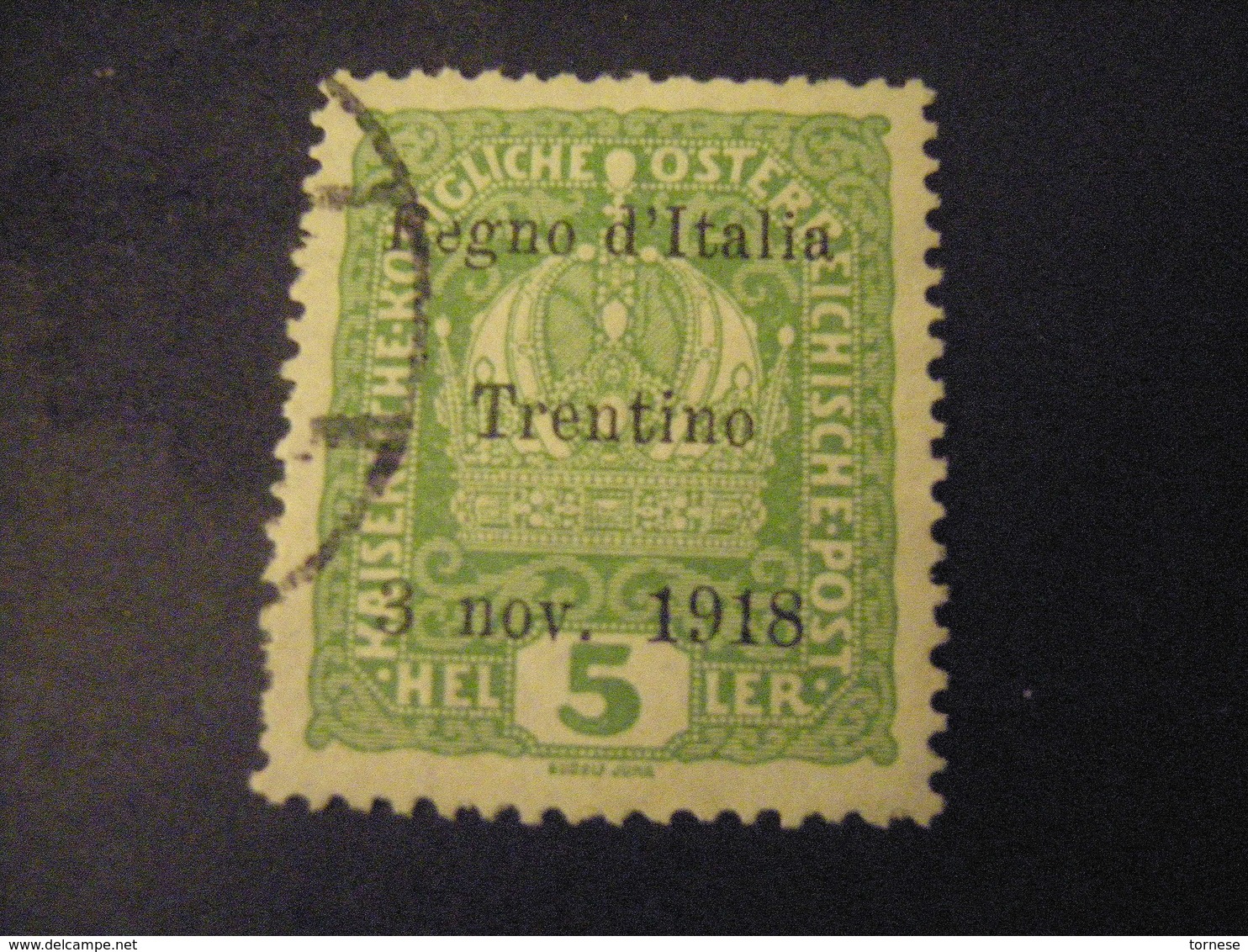TRENTINO-1918, Austria Soprast, Sass. N. 2, 5 H., Usato, TTB, OCCASIONE - Trentino