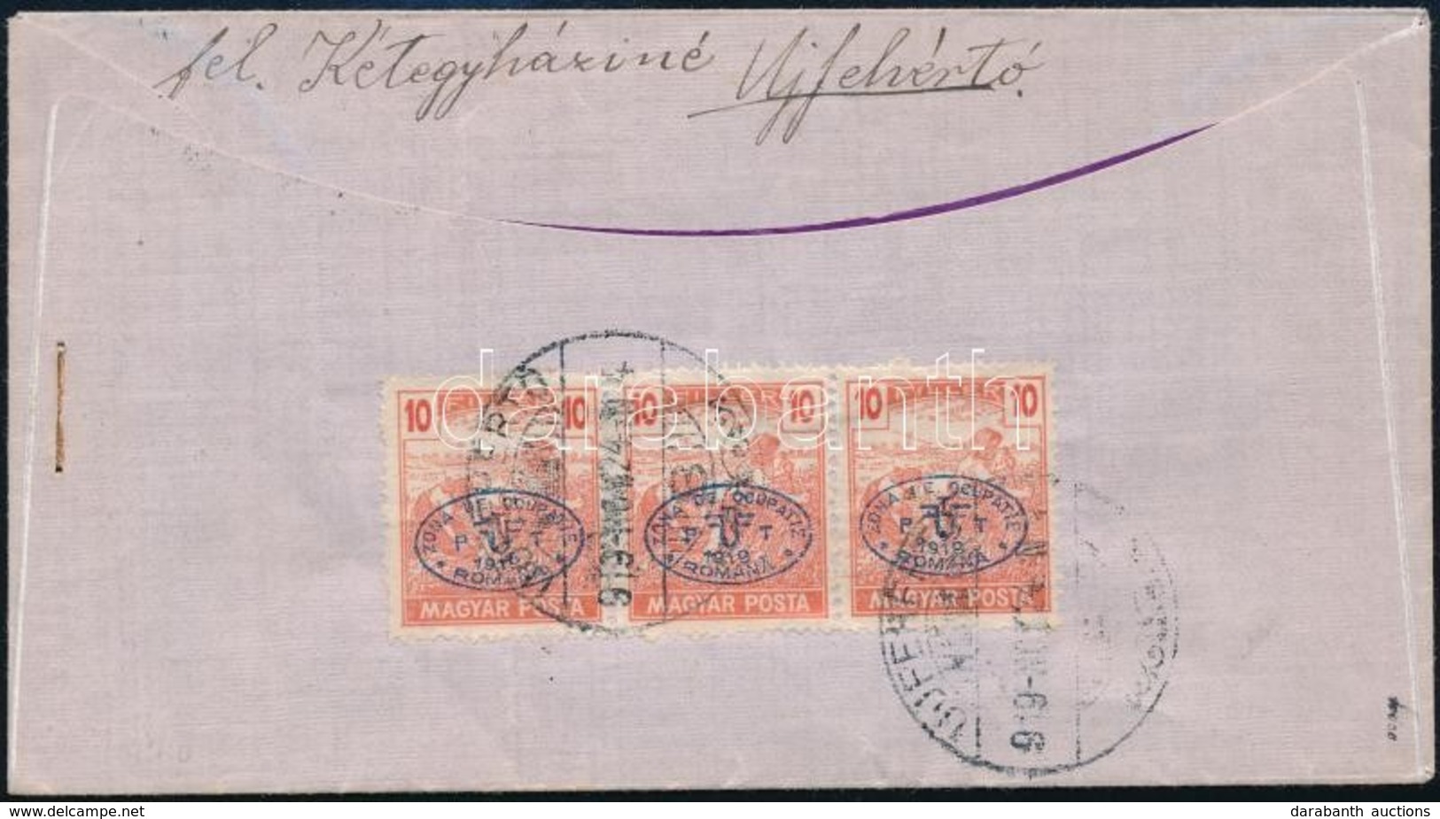 Debrecen 1919 Magyar Posta 3 X 10f Távolsági Levélen 'UJFEHÉRTÓ' - Nyíregyháza, Bodor Attest-tel - Other & Unclassified