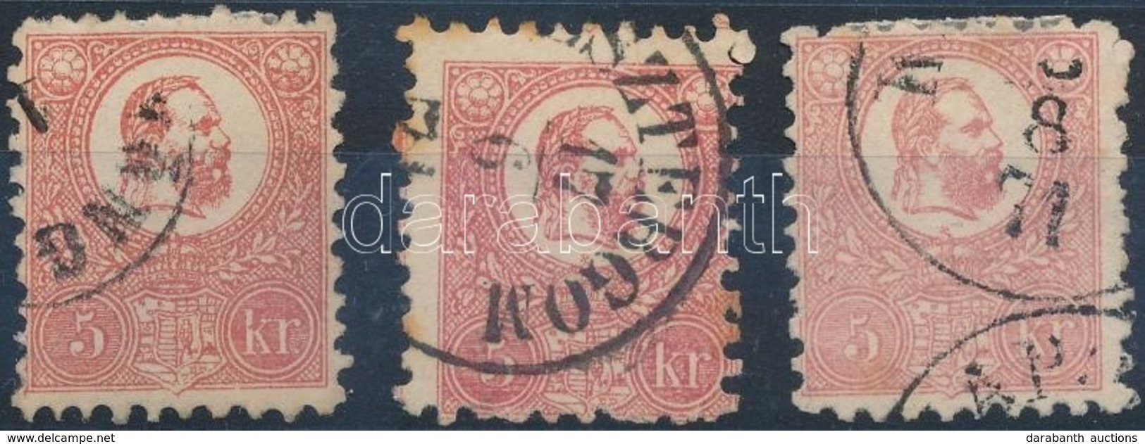 O 1871 3 Db Különféle Színű Kőnyomat 5kr - Other & Unclassified