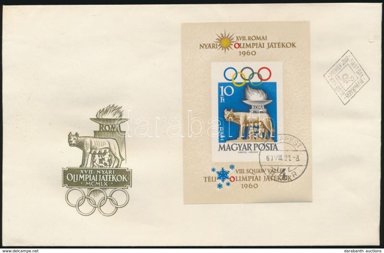 1960 Olimpiai Játékok Vágott Blokk FDC-n - Andere & Zonder Classificatie