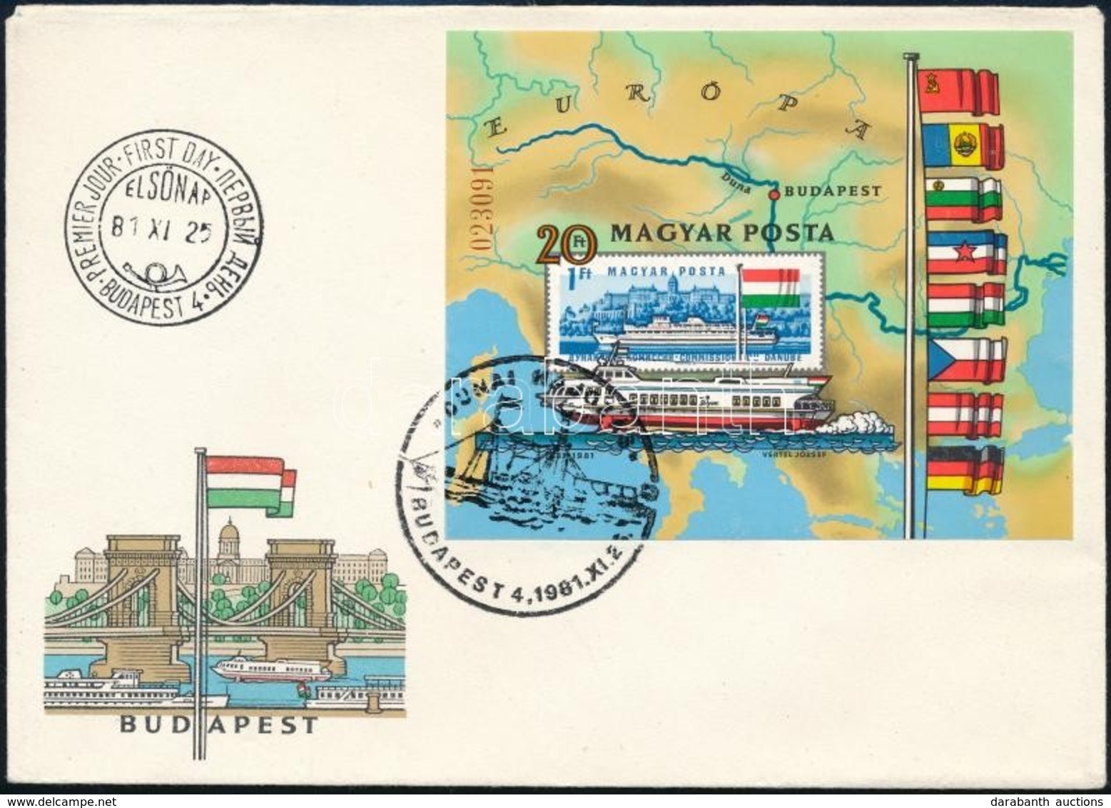 1981 150 éve Indult Meg A Személyszállítás Pest és Buda Között A Dunán  Vágott Blokk FDC - Andere & Zonder Classificatie