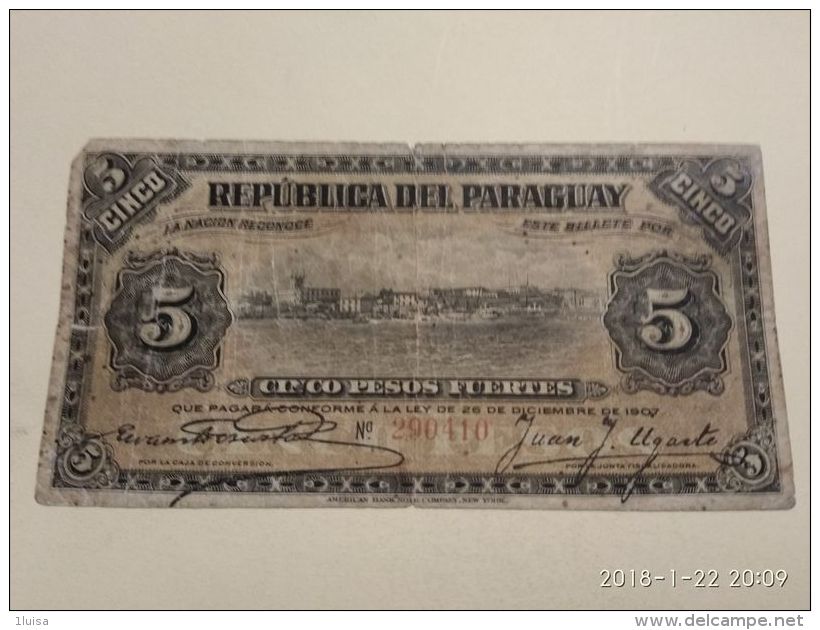 5 Pesos 1907 - Paraguay