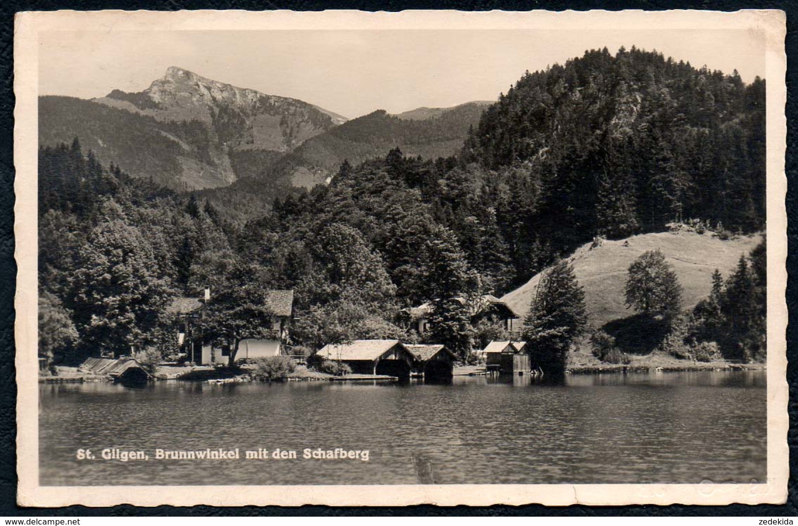 B0835 - Sankt St. Gilgen - Brunnwinkel Mit Den Schafberg - Bütten Nr. 12082 - C. Jurischek - Gel 1938 O. Marke - St. Gilgen