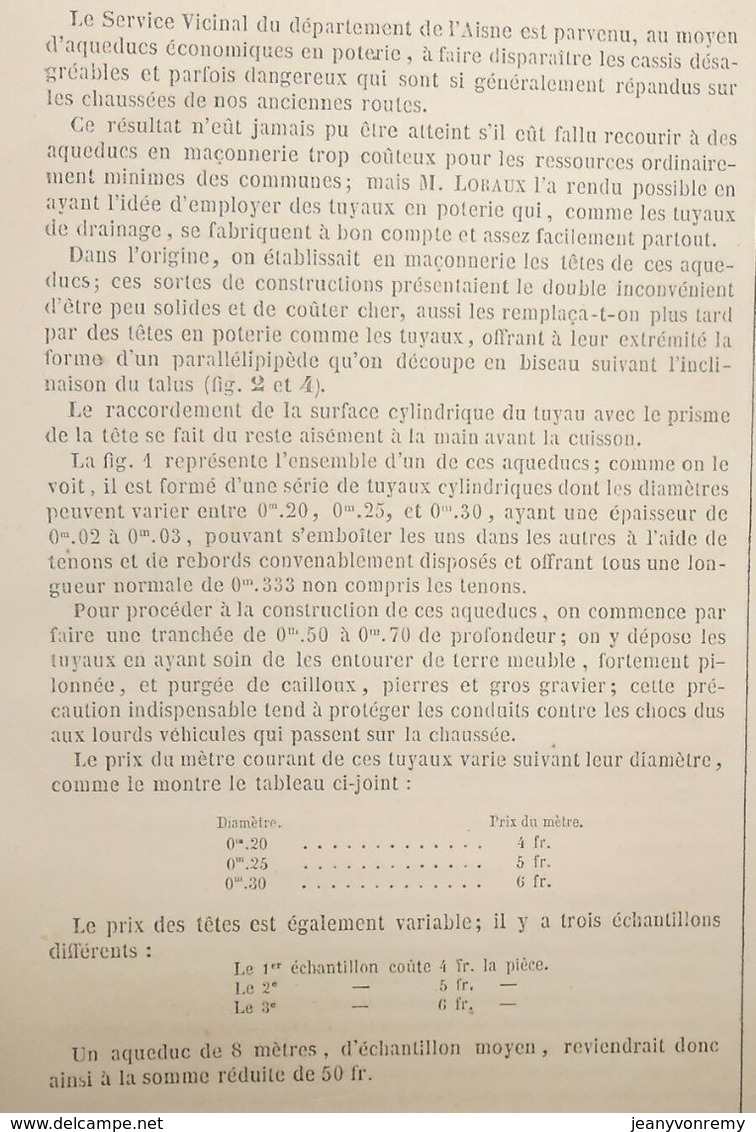 Plan D'aqueducs économiques En Poterie. 1859. - Arbeitsbeschaffung