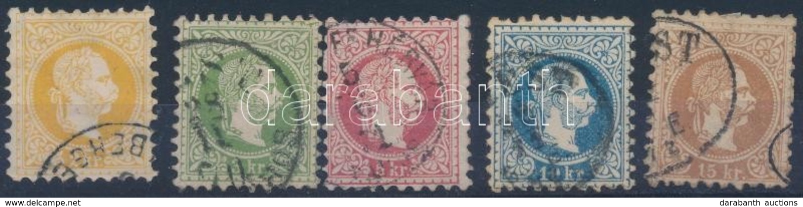 O 1867 2kr - 15kr 2 Bélyeg Magyar, 3 Osztrák Bélyegzés - Other & Unclassified