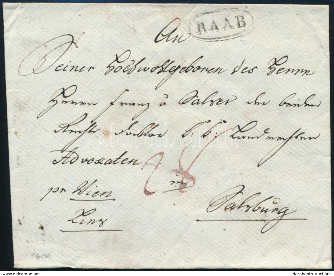 1819 Portós Levél ,,RAAB' - ,,SALZBURG' - Other & Unclassified