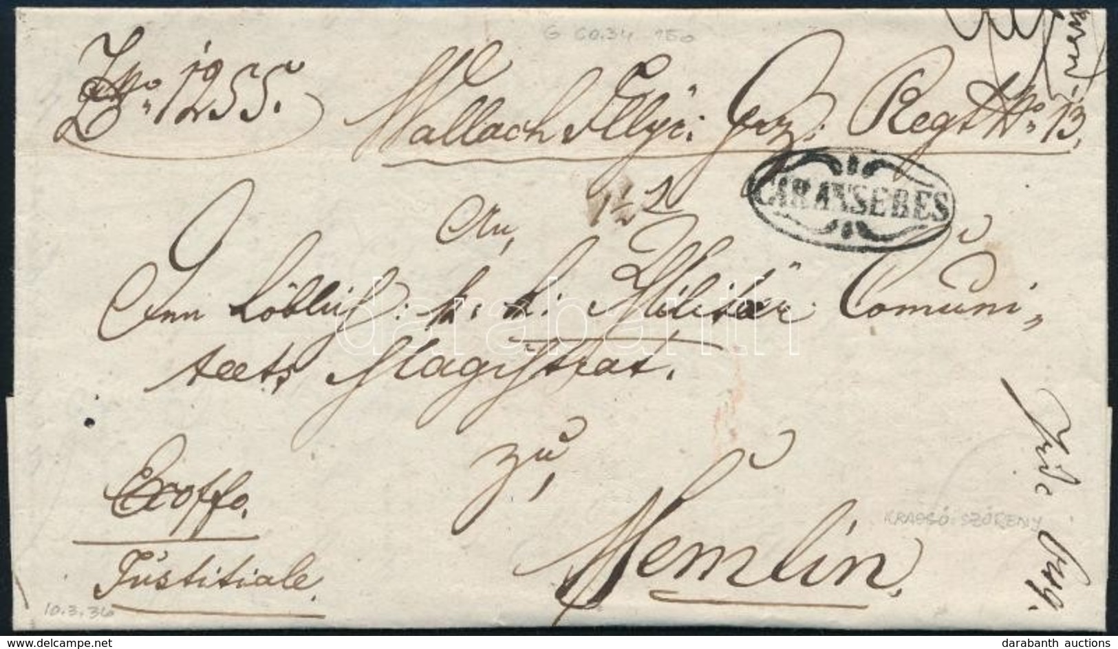 1836 Ex Offo ,,CARANSEBES' - Semlin - Other & Unclassified