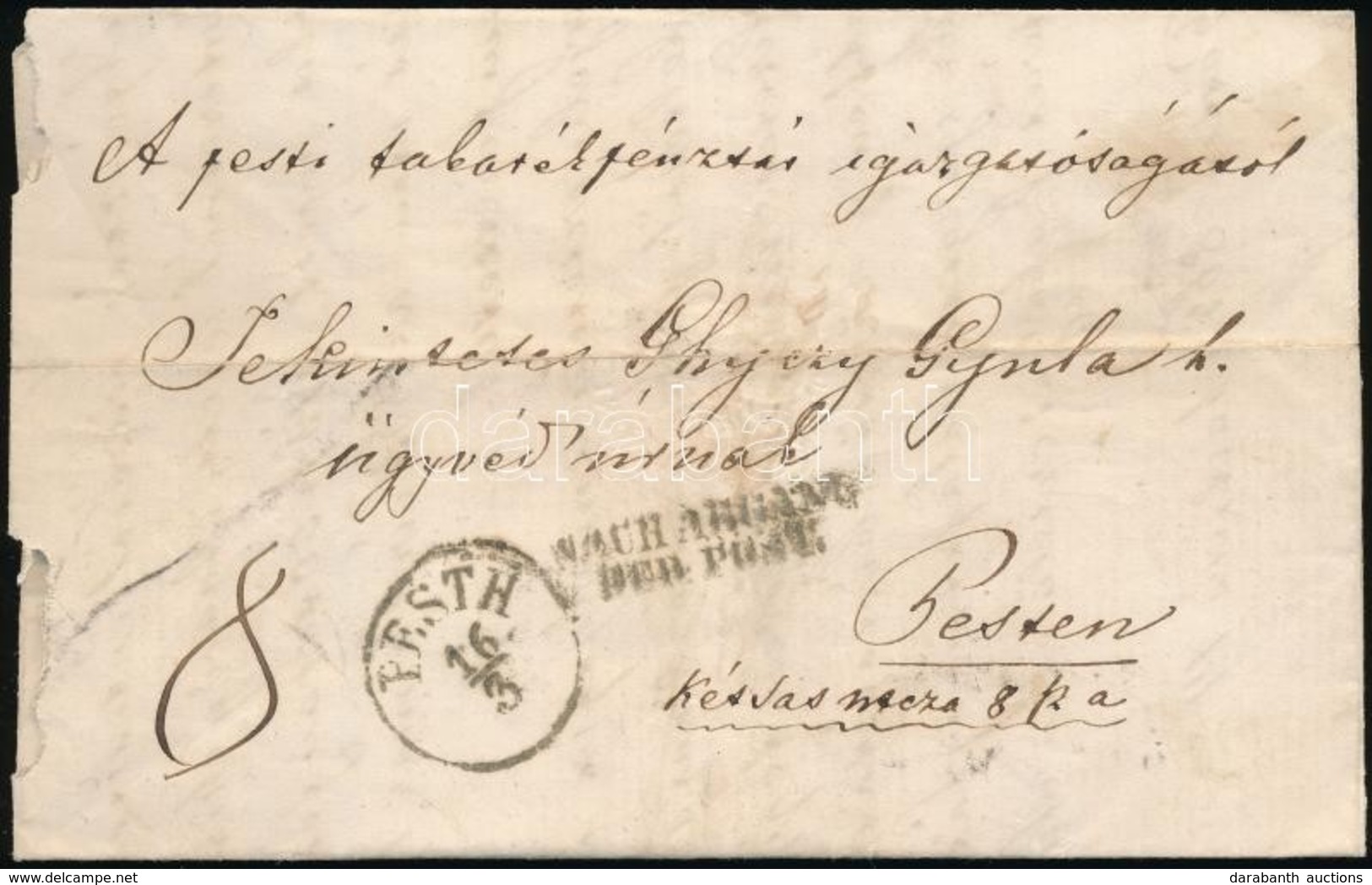 1865 Portós Helyi Levél / Local Cover With Postage Due ,,PESTH' - Andere & Zonder Classificatie