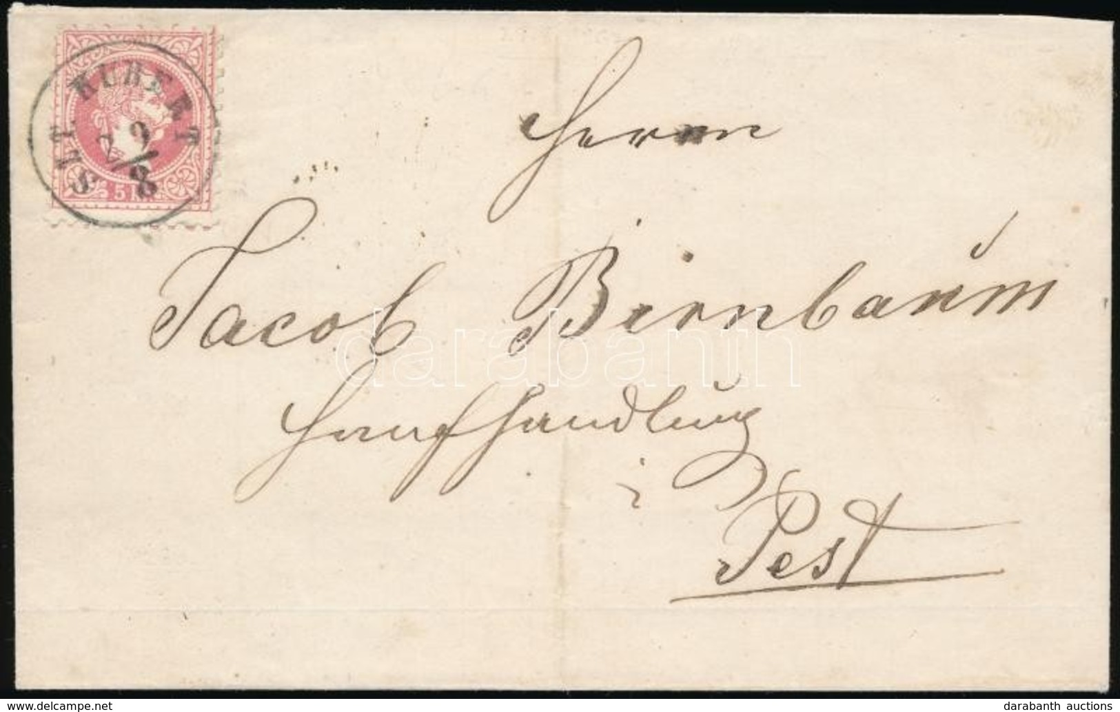 1867 5kr Levélen / On Cover 'SZT.HUBERT' - 'PEST' - Andere & Zonder Classificatie