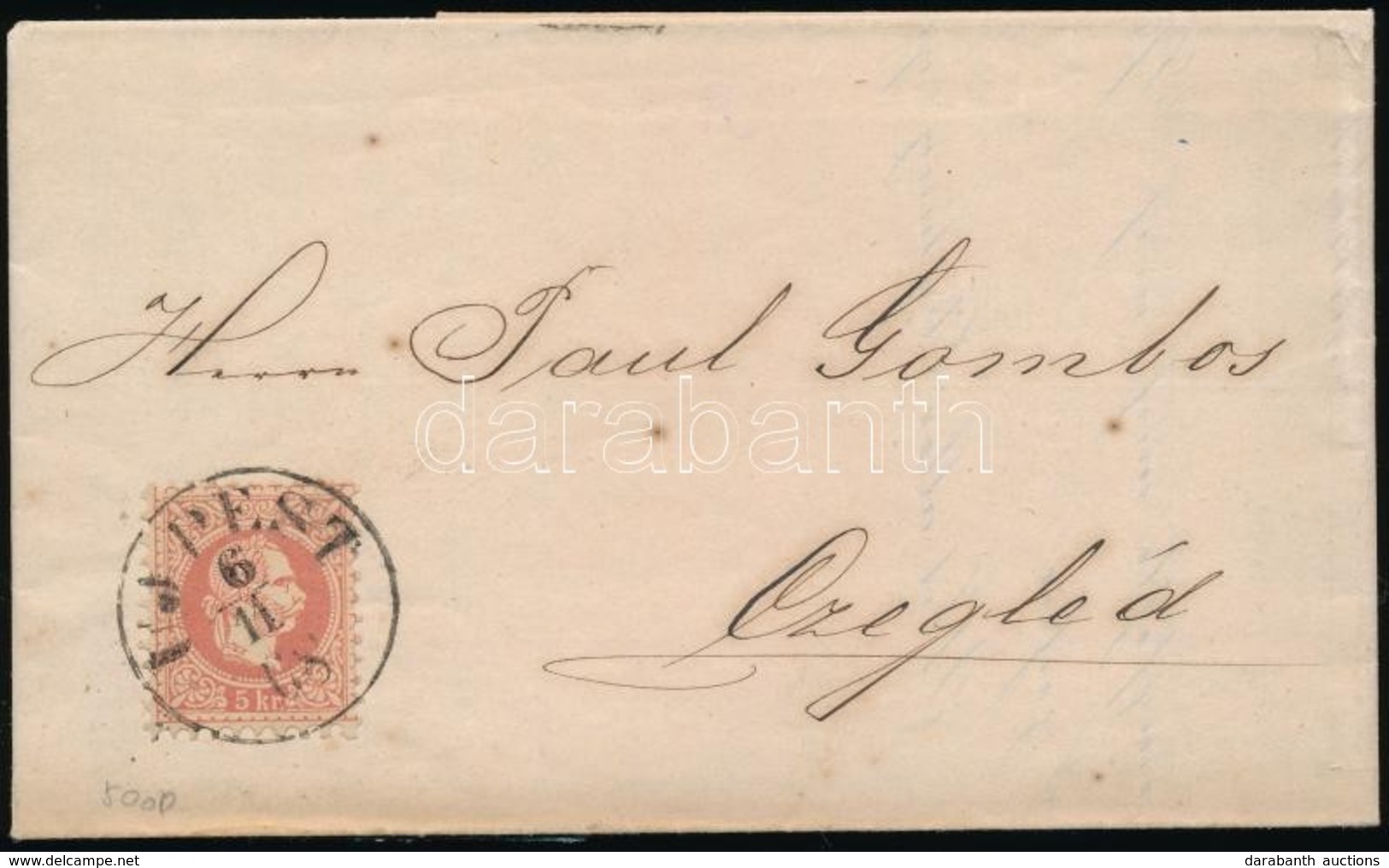 1868 5kr Levélen / On Cover 'UJ-PEST' - Czegléd - Andere & Zonder Classificatie