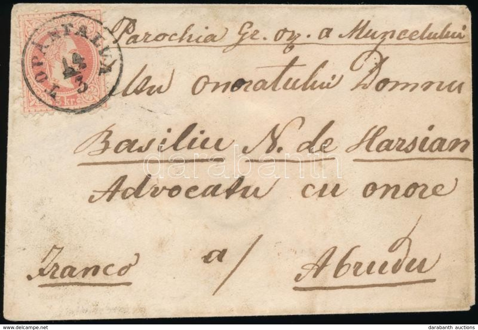 ~1870 5kr Levélen / On Cover 'TOPÁNFALVA' - 'ABRUDBÁNYA' - Andere & Zonder Classificatie