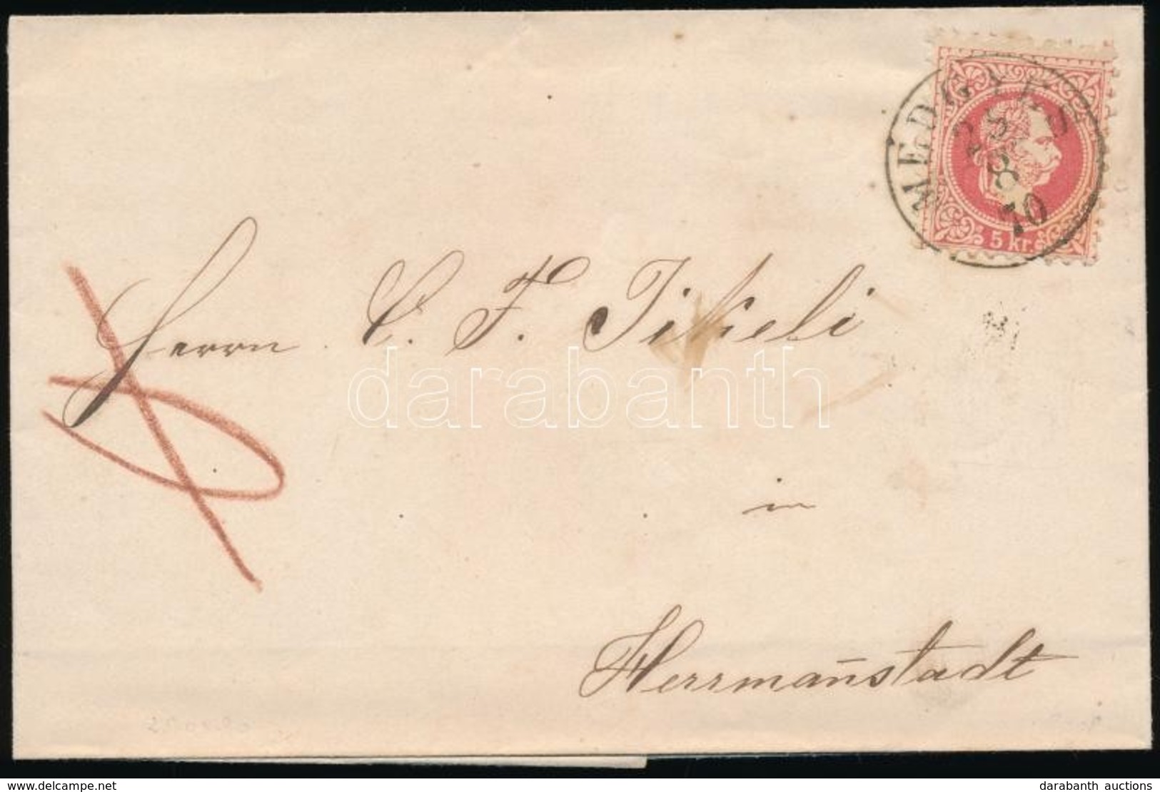 1870 5kr Levélen / On Cover 'MEDGYES' - 'NAGY SZEBEN' - Andere & Zonder Classificatie