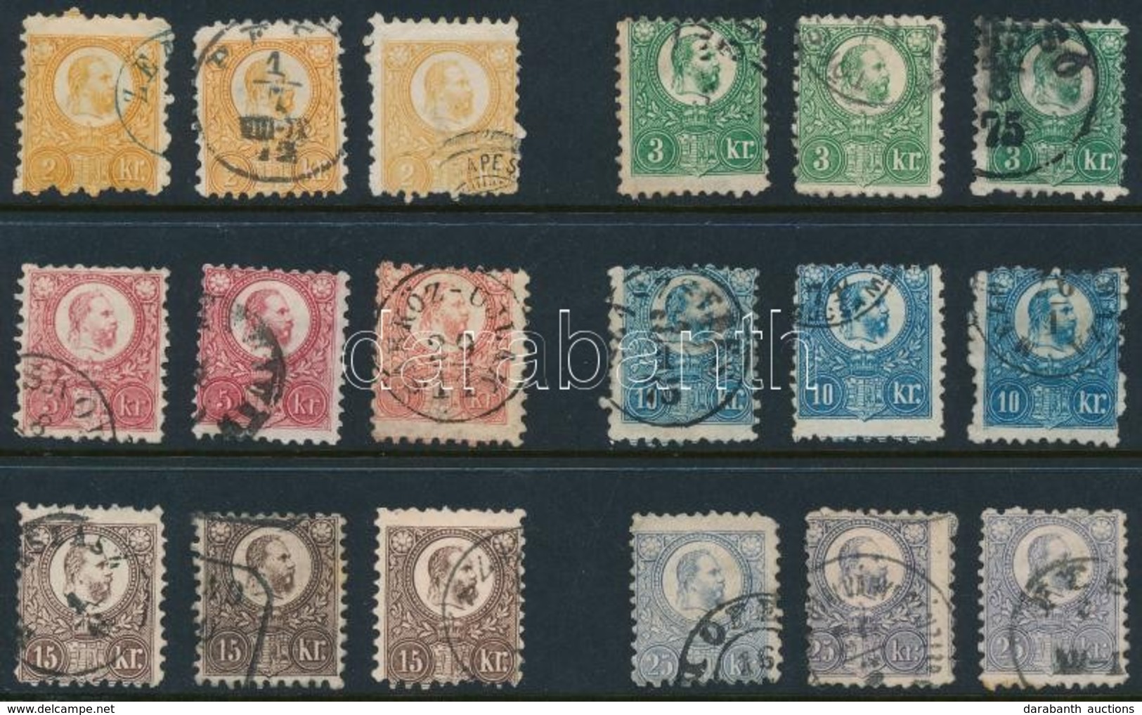 O 1871 3 Db Réznyomat Sor Szép Színekben / 3 X Mi 8-13 With Colour Varieties - Other & Unclassified