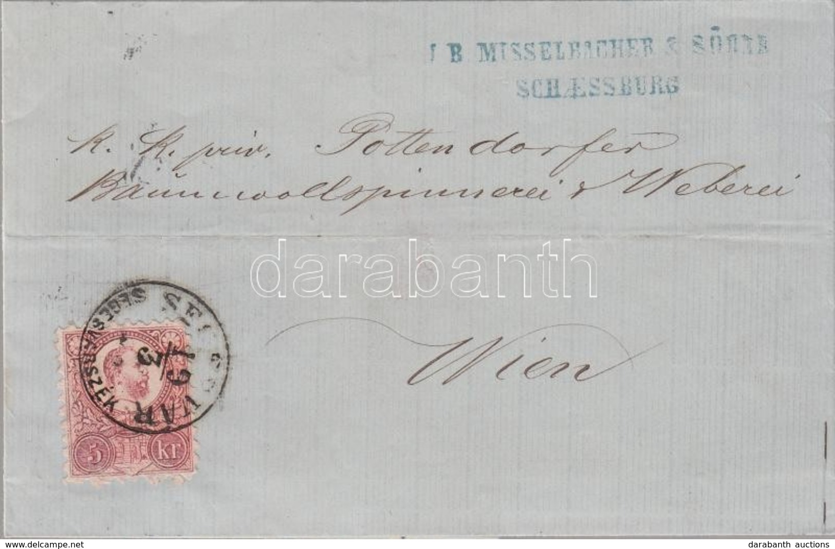 1872 Réznyomat 5kr Levélen / Mi 10 On Cover 'SEGESVÁR SEGESVÁRSZÉK' - 'WIEN' - Andere & Zonder Classificatie