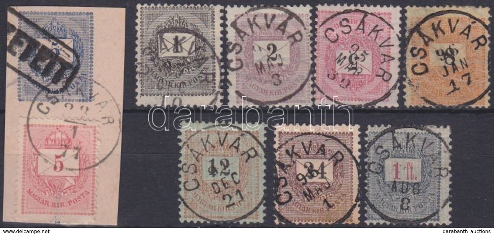 O 1874-1889 7 Klf Bélyeg + 1 Kivágás 'CSÁKVÁR' - Other & Unclassified