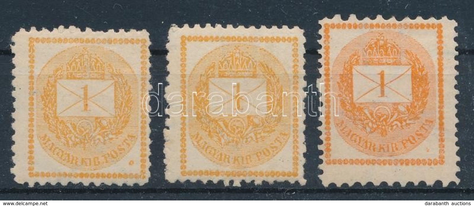 ** * 1881 3 Db Magánfogazású, Klf Színű Hírlapbélyeg / 3 Newspaper Stamps In Differenct Colours With Private Perforation - Other & Unclassified