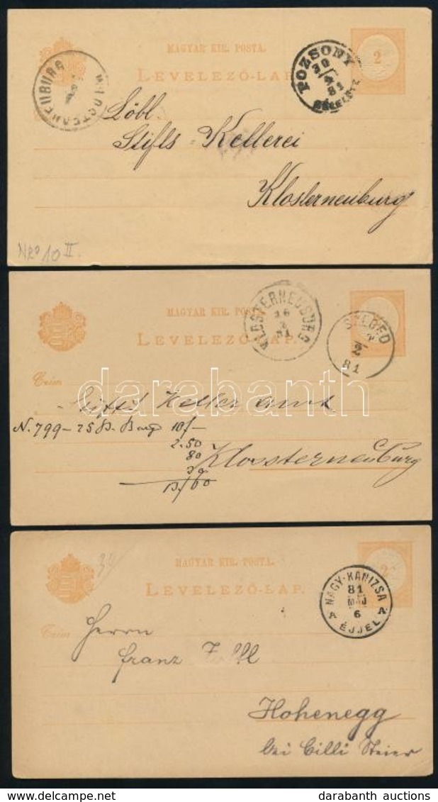 1881 3 Db 2kr Díjjegyes Levelezőlap, Vízjel VII. / 2kr PS-cards - Other & Unclassified
