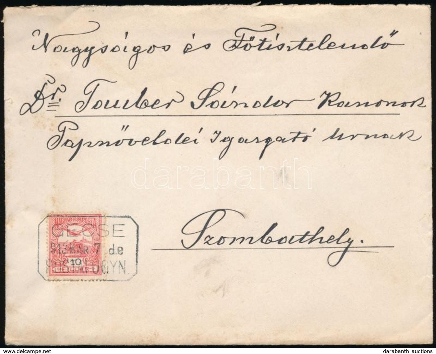 1913 Levél GECSE Postaügynökségi Bélyegzéssel / Cover With Postal Agency Postmark - Andere & Zonder Classificatie