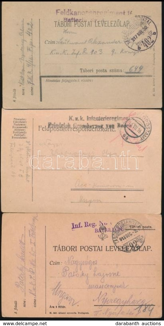 1913-1917 3 Db I. Világháborús Tábori Postai Levelezőlap Tp. 64, 72, 402 + Egységjelzés - Other & Unclassified