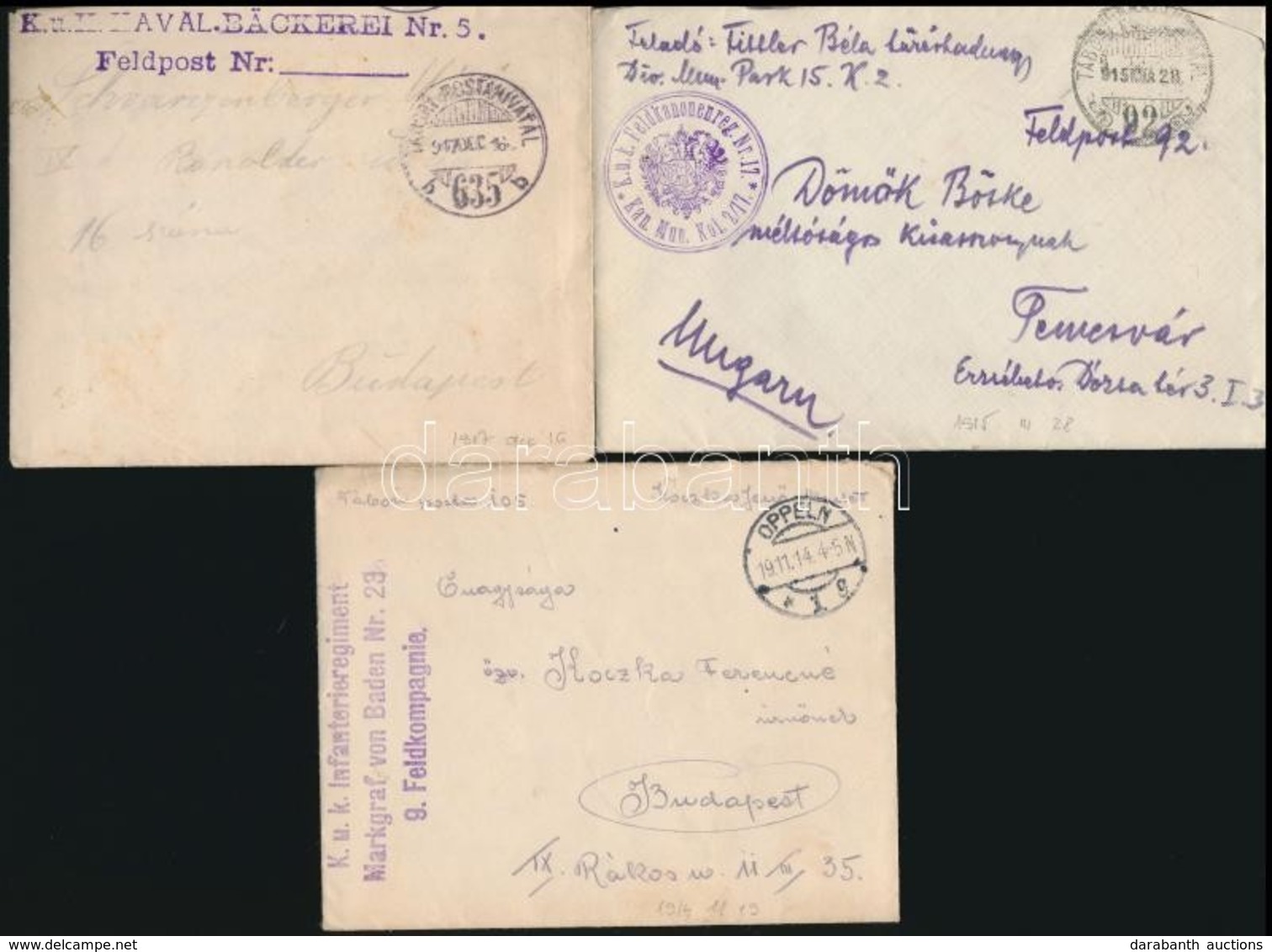 1914-1917 3 Db Tábori Posta Levél - Other & Unclassified