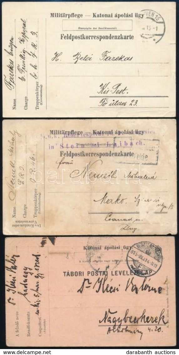 1915 3 Db Előnyomott Kórházas Tábori Posta Levelezőlap / 3 Field Postcards From Field Hospitals - Other & Unclassified
