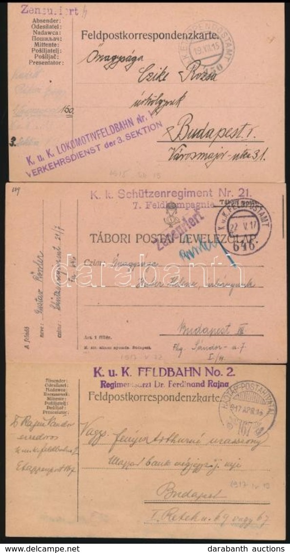 1915-1917 3 Db Tábori Posta Levelezőlap - Other & Unclassified