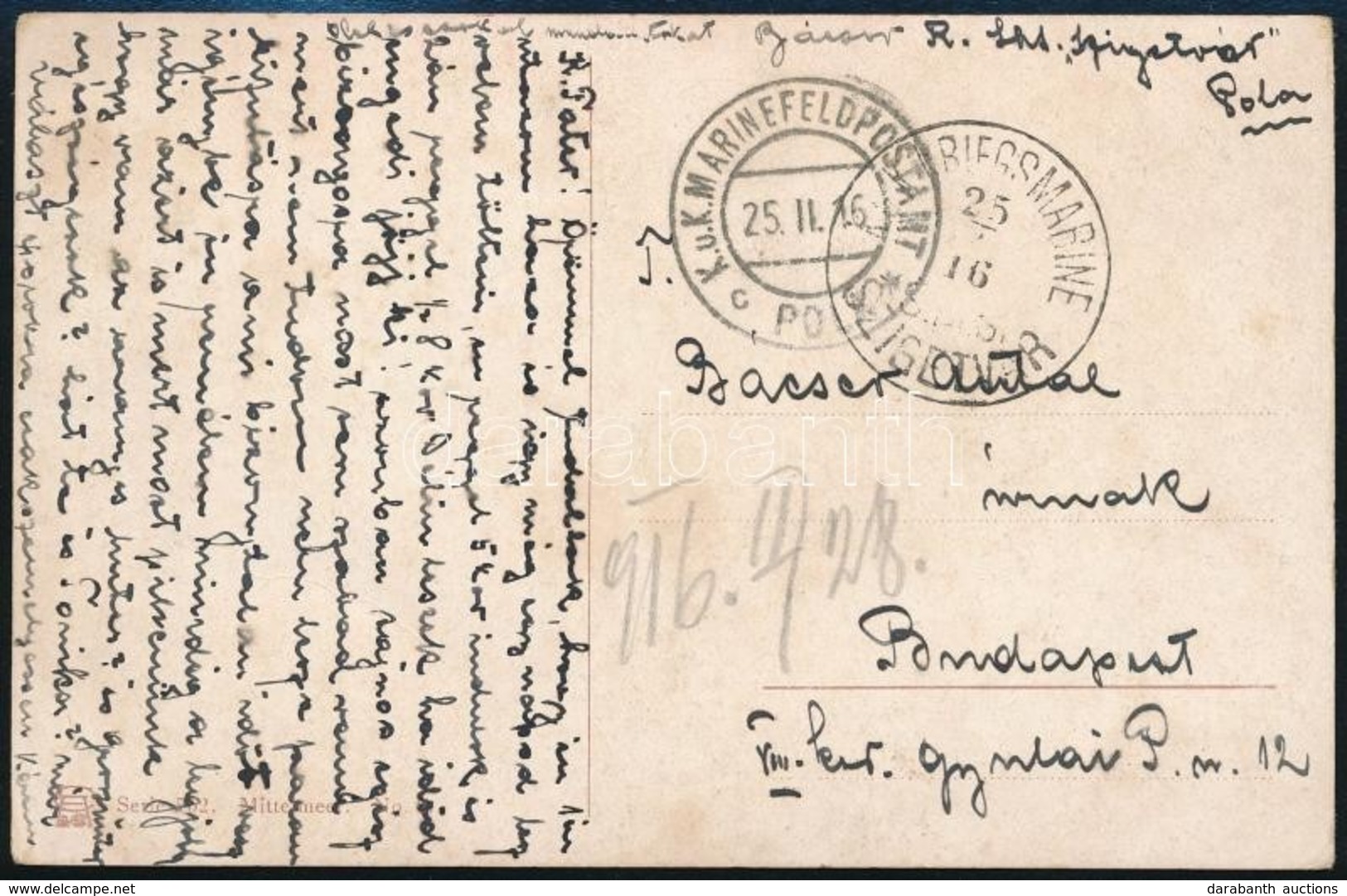 1916 Tábori Posta Képeslap 'S.M.S. SZIGETVÁR' - Other & Unclassified