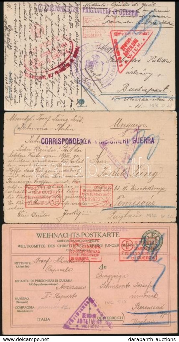 1916 3 Db Olasz Hadifogoly Képeslap - Other & Unclassified