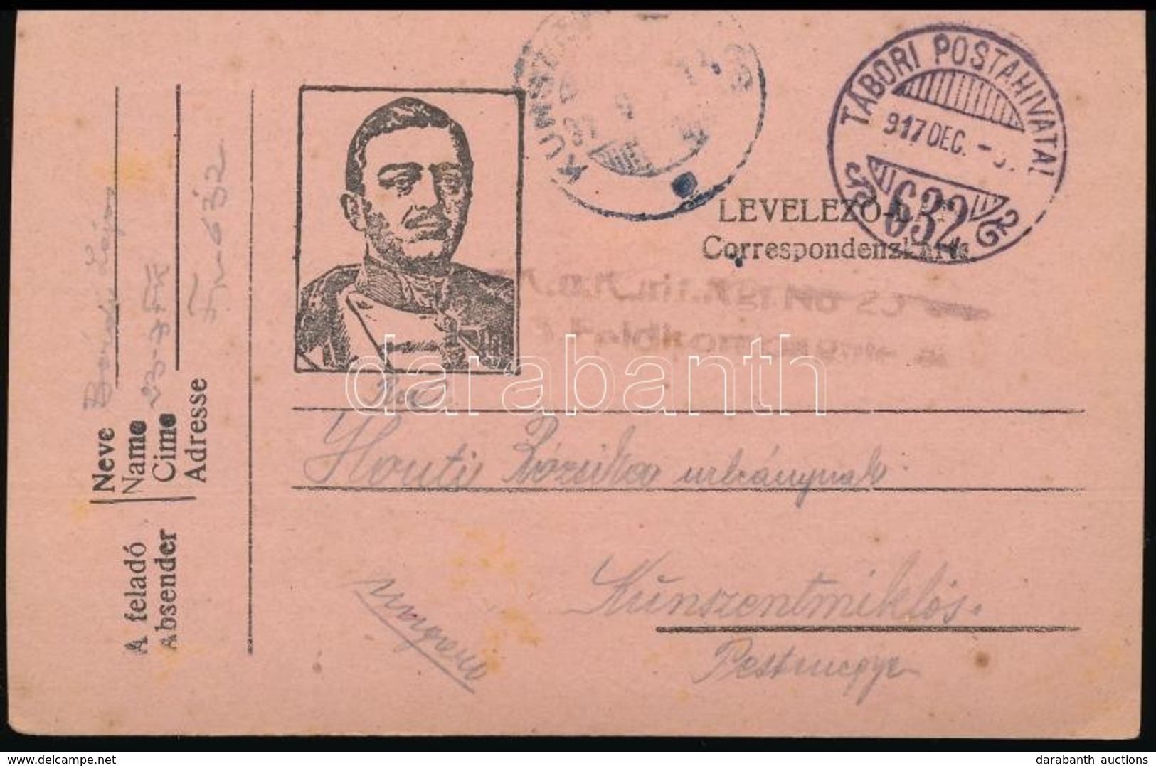 1917 Tábori Posta Levelezőlap 'K.u.K. Kgr. No. 23. 3.Feldkompagnie' + 'TP 632' - Other & Unclassified