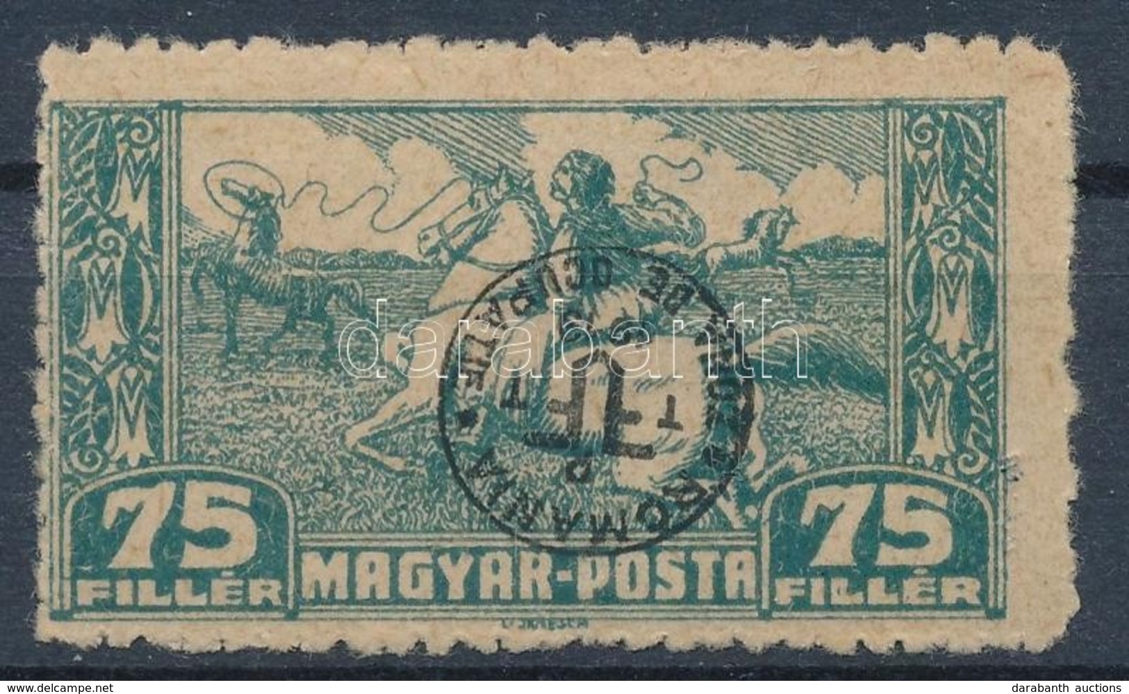 * Debrecen II. 1920 75f Közönséges Papíron Fordított Felülnyomással / Mi 91x With Inverted Overprint. Signed: Bodor - Other & Unclassified