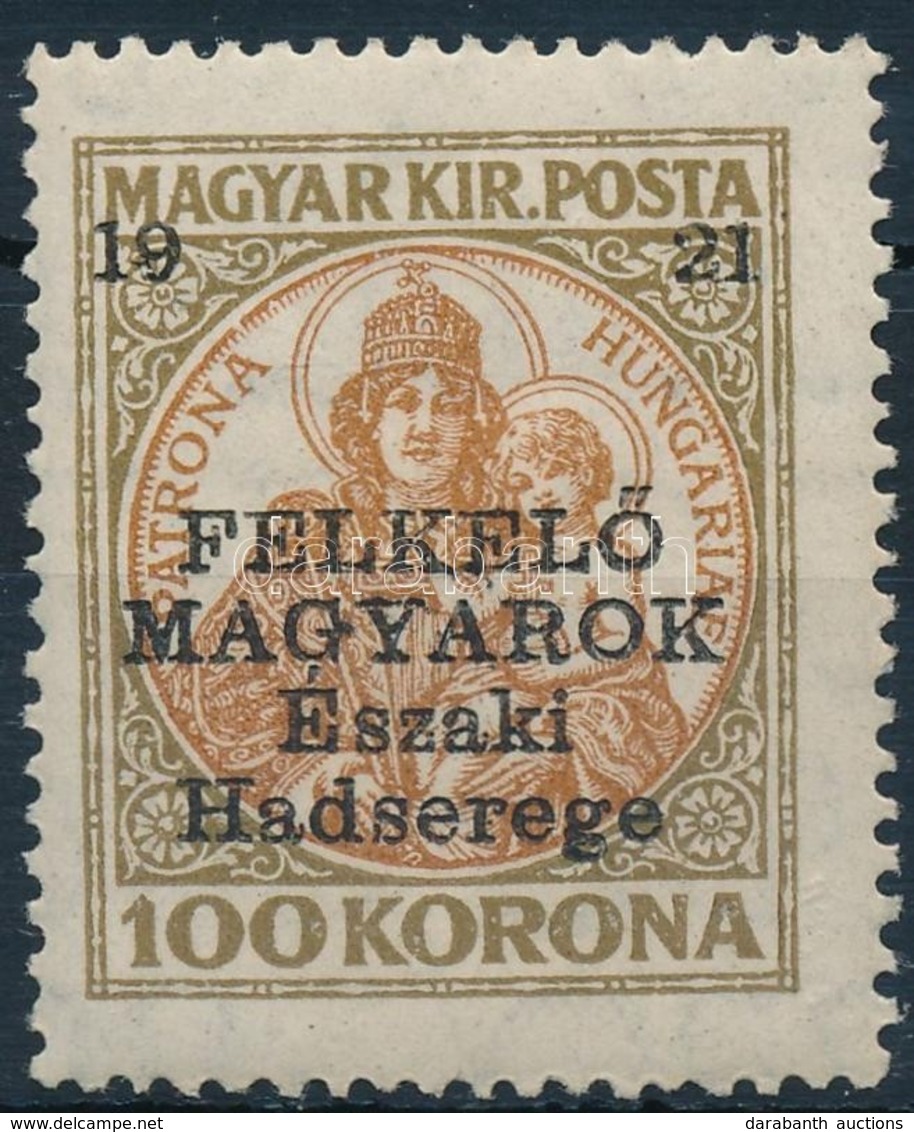 ** Nyugat-Magyarország V. 1921 Koronás Madonna 100K (80.000) / Mi 58 Signed: Bodor (ujjlenyomat / Finger Print) - Andere & Zonder Classificatie