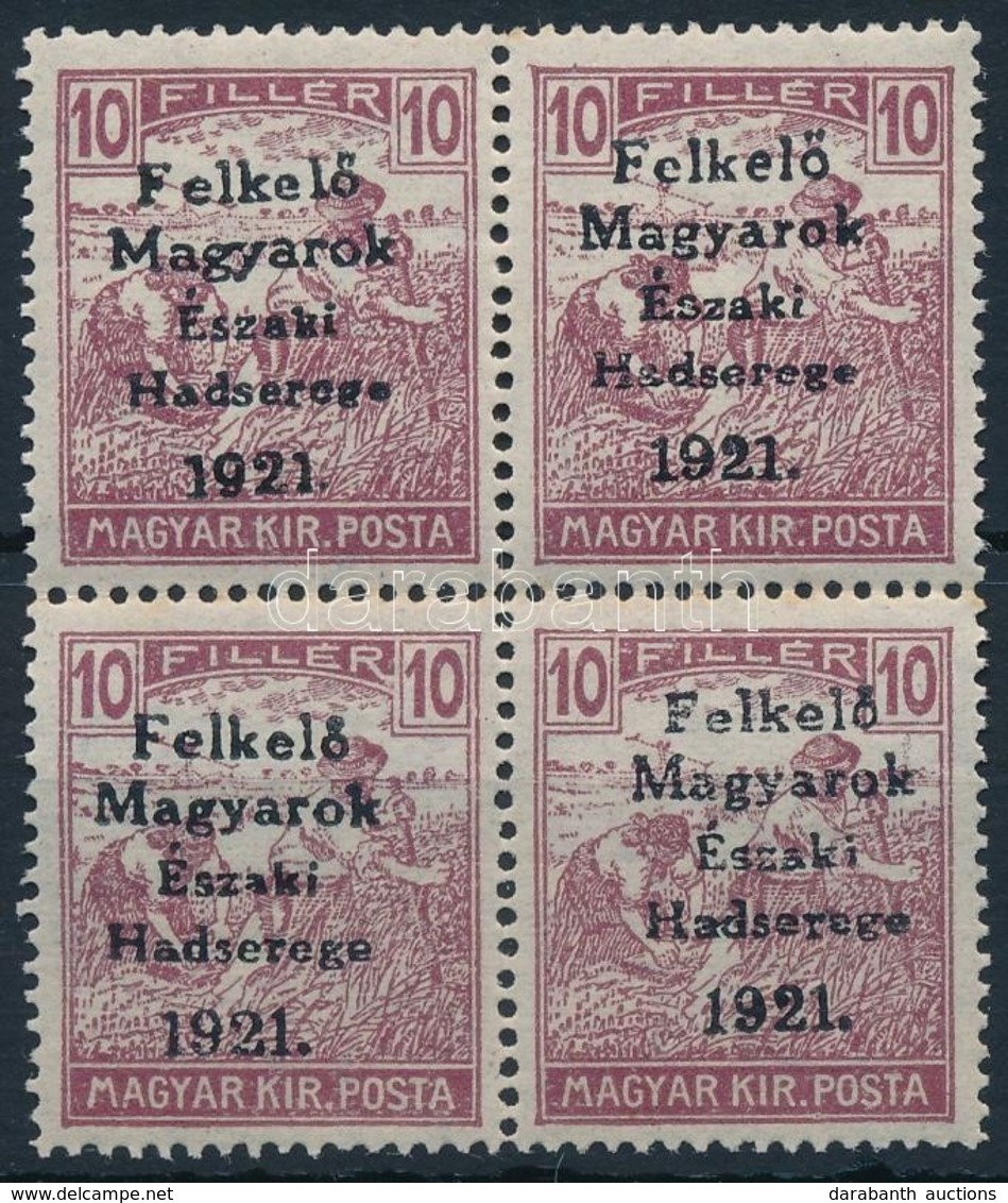 ** Nyugat-Magyarország V. 1921 Arató 10f Négyestömb Garancia Nélkül (**48.000) - Other & Unclassified