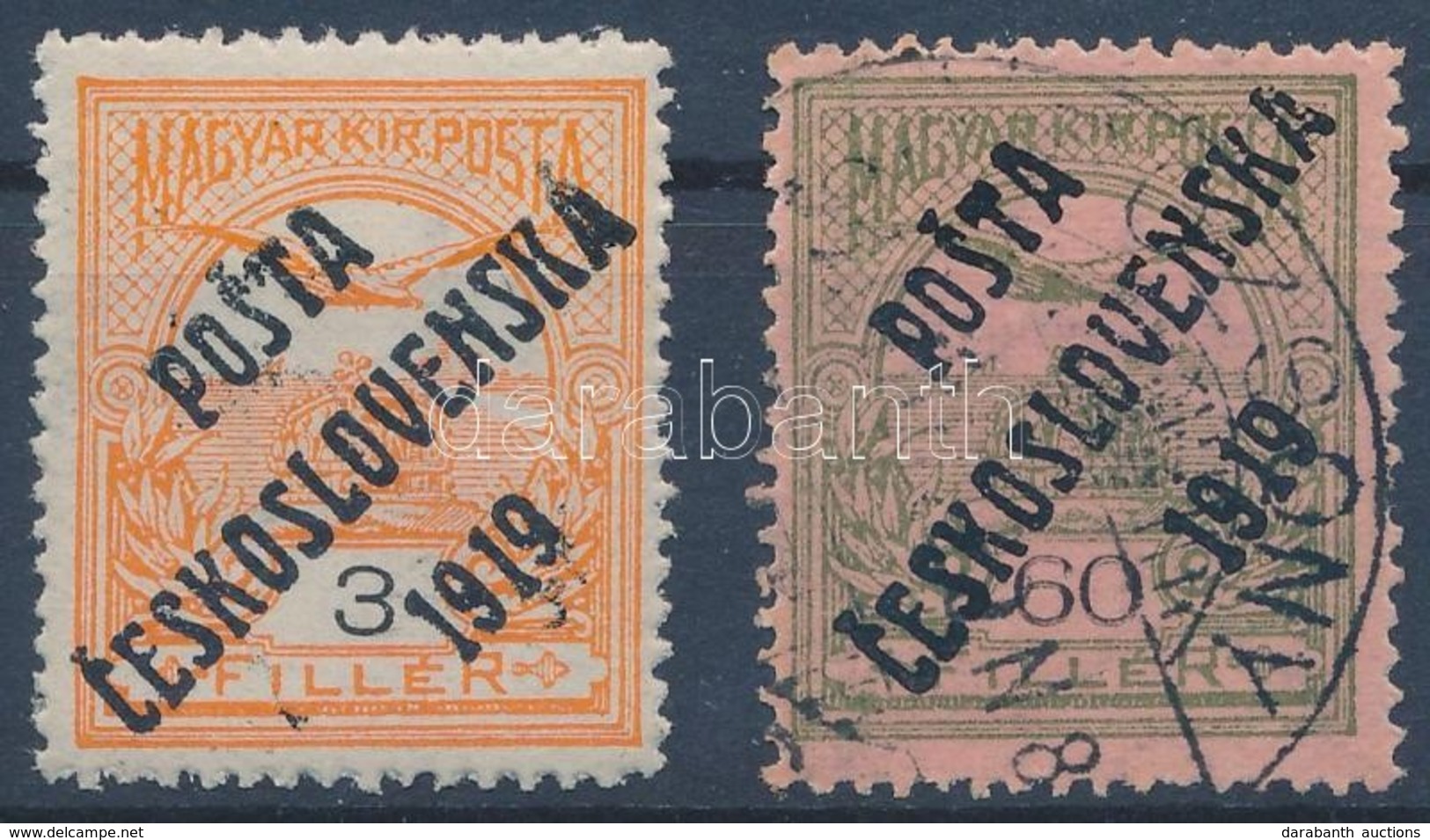 ** O Posta Ceskoslovenska 1919 Turul 3f és 60f Garancia Nélkül (**31.500) - Other & Unclassified