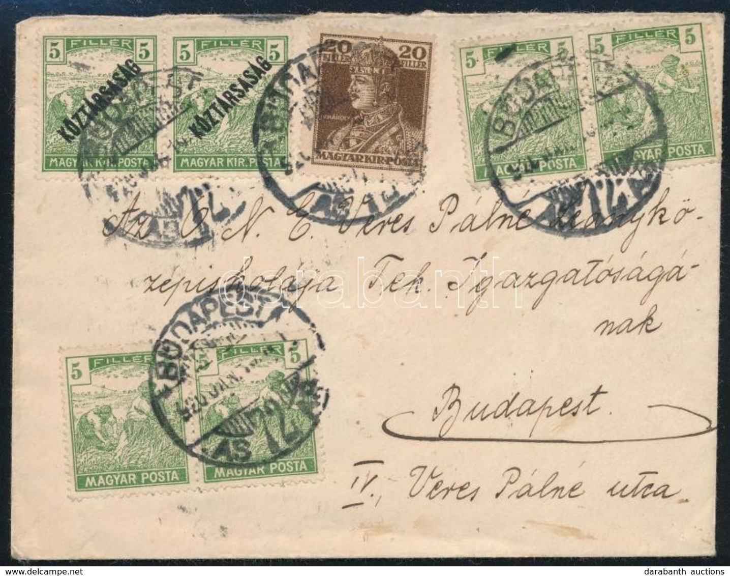 1920 Helyi Levél 7 Bélyeges Bérmentesítéssel / Local Cover With 7 Stamps Franking - Andere & Zonder Classificatie