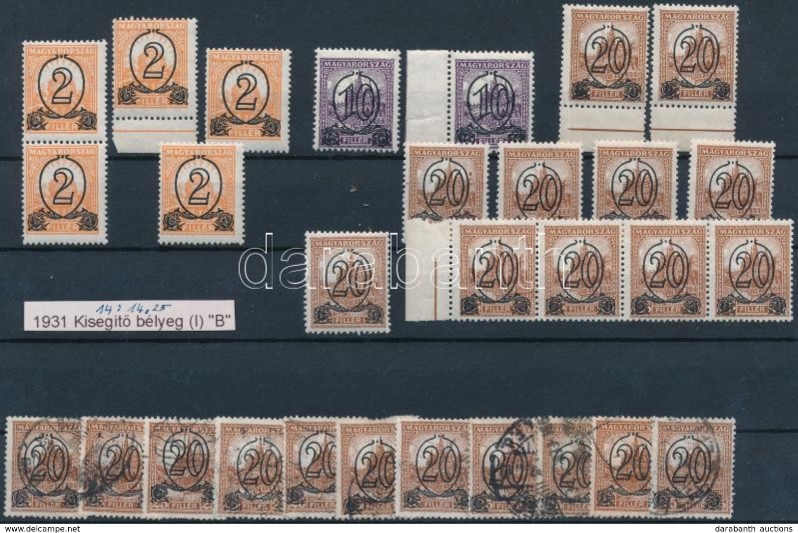 ** O 1931 Kisegítő (I.) ,,B' Postatiszta 5x2f, 2x10f, 11x20f +
 11 Db 20f Pecsételt (109.000) - Other & Unclassified