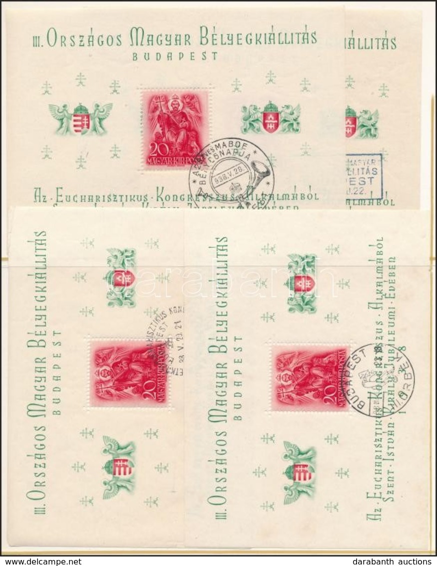 O 1938 4 Db Orbék Blokk Klf Bélyegzésekkel, Közte Első Napi (20.000) / 4 X Mi Block 2 With Different Cancellations - Other & Unclassified