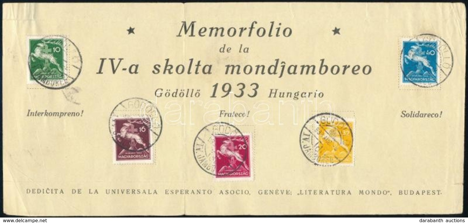 1933 Jamboree Eszperanto Emléklap Alkalmi Bélyegzéssel / Jamboree Esperanto Souvenir Sheet With Special Cancellation (ha - Other & Unclassified