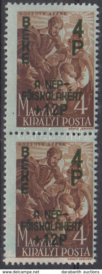 ** 1945 Béke 4P Függőleges Pár Hiányos Alapnyomattal - Other & Unclassified