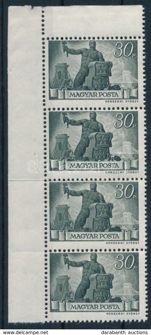 ** 1945 Újjáépítés 30P Elfogazott ívsarki Négyescsík - Other & Unclassified