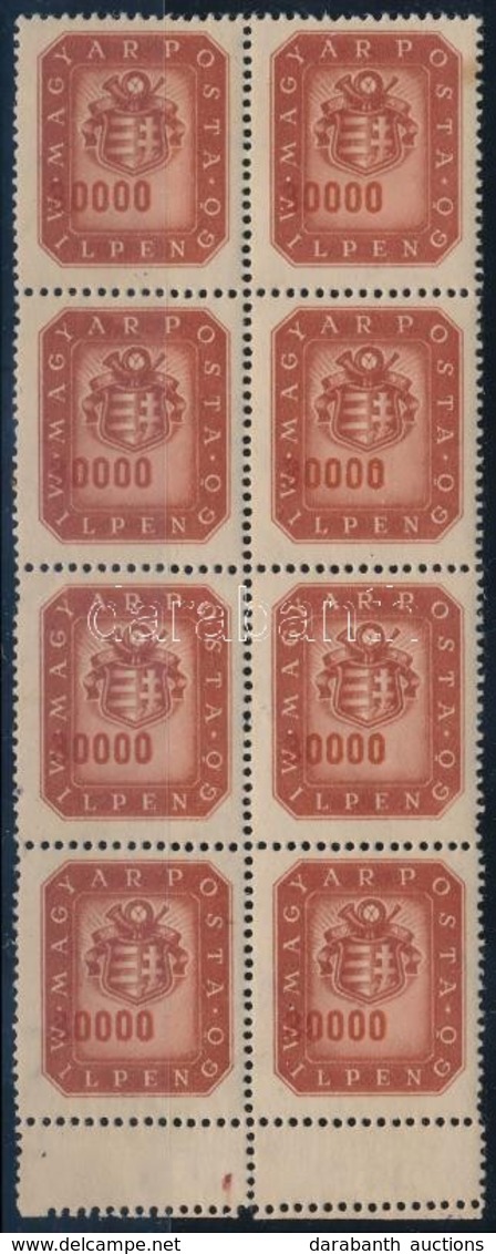 ** 1946 Milpengős 30.000 MP 8-as Tömb Kettős Fogazással, Az értékszámok Jelentős Eltolódással / Mi 914 Block Of 8 With S - Andere & Zonder Classificatie