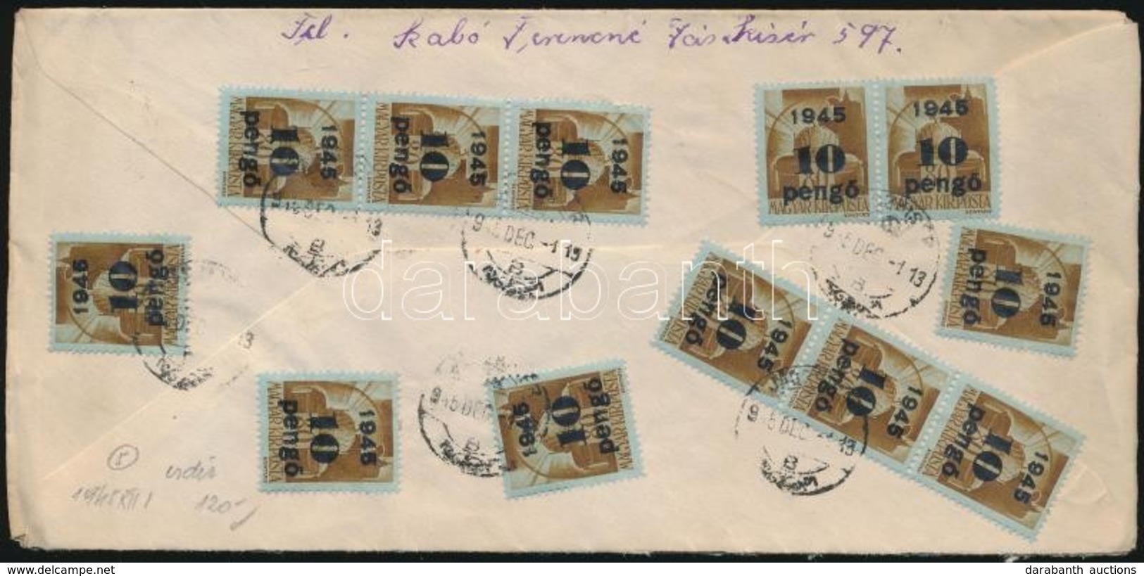 1945 (5. Díjszabás) Távolsági Levél Kisegítő 10P/80f Bérmentesítéssel - Other & Unclassified