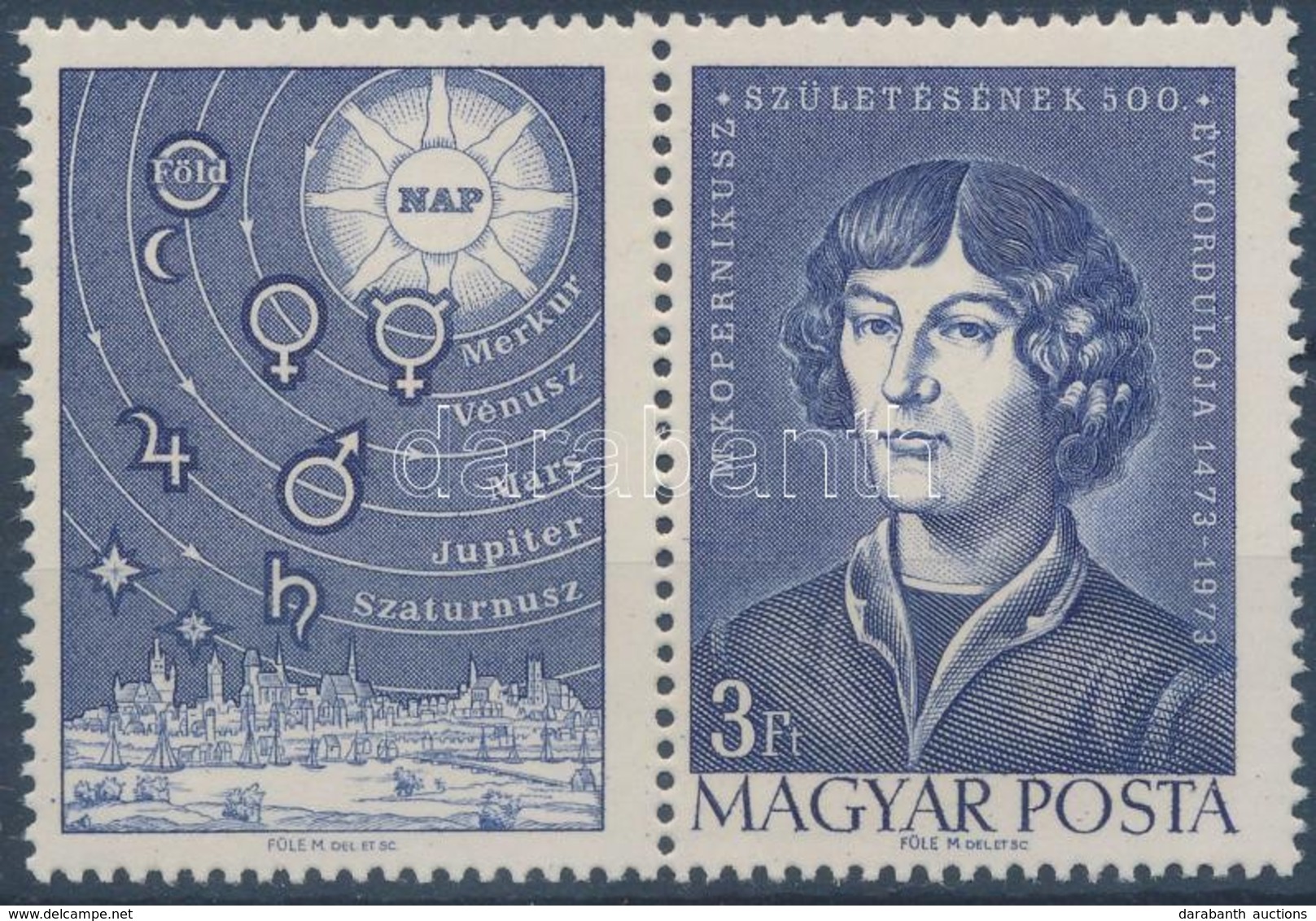 ** 1973 Kopernikusz Elfogazott Szelvényes Bélyeg - Andere & Zonder Classificatie